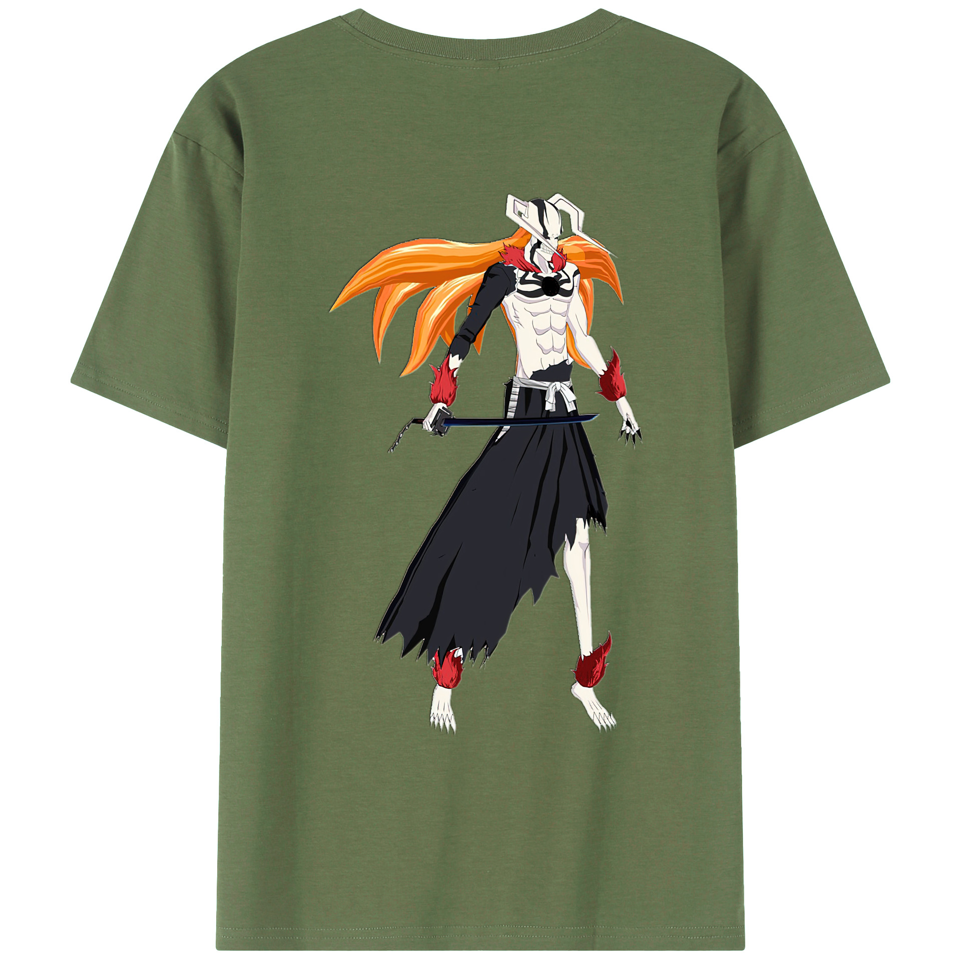 （画像用） ブリーチ 黒崎一護（くろさき いちご）BLEACH Kurosaki Ichigo 綿100％ メンズ半袖Tシャツ（バックプリント） 通気性